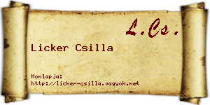 Licker Csilla névjegykártya